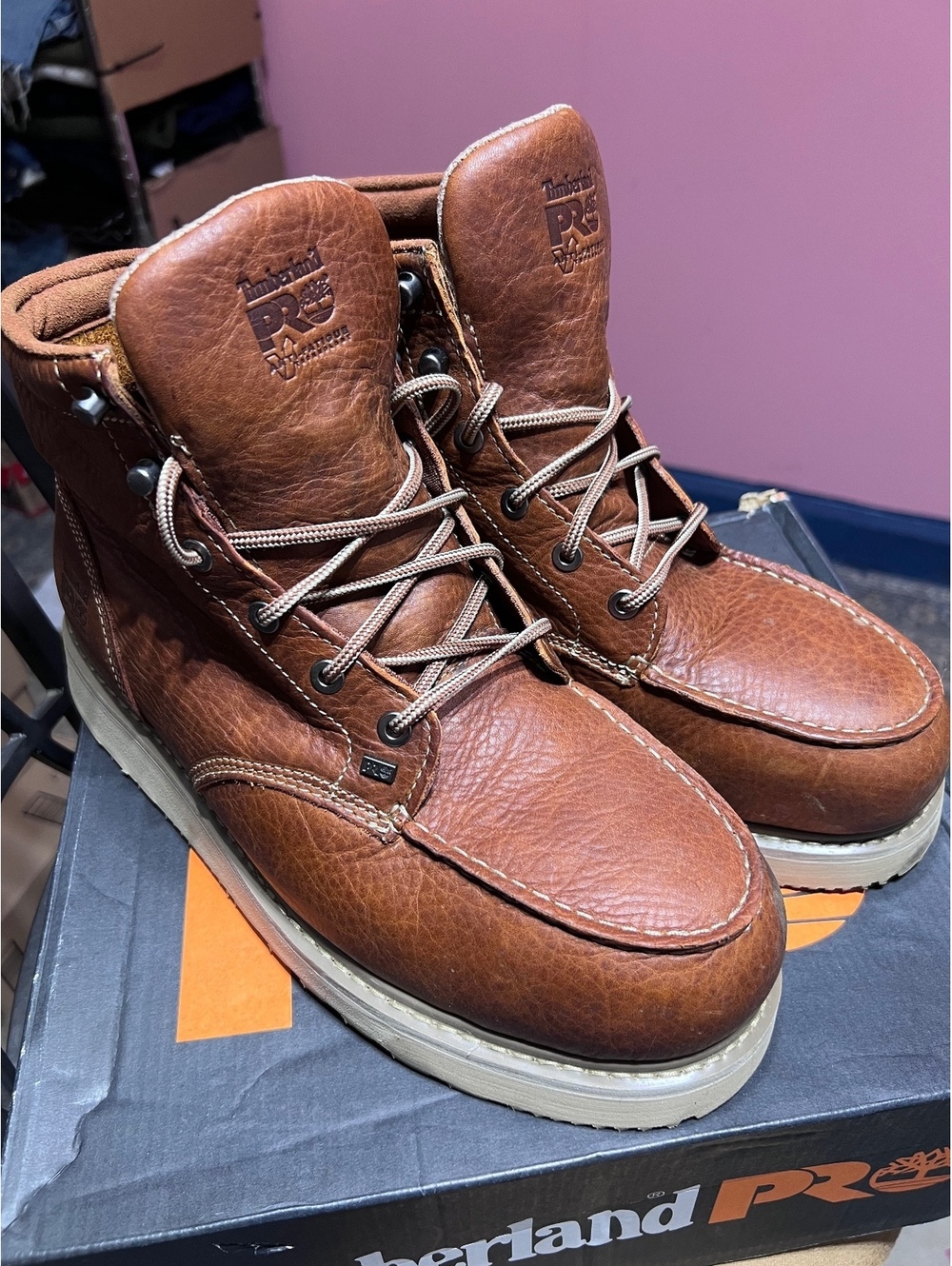 Timberland PRO Men's Work Boots TB188559214 Size 12W Brown Leather